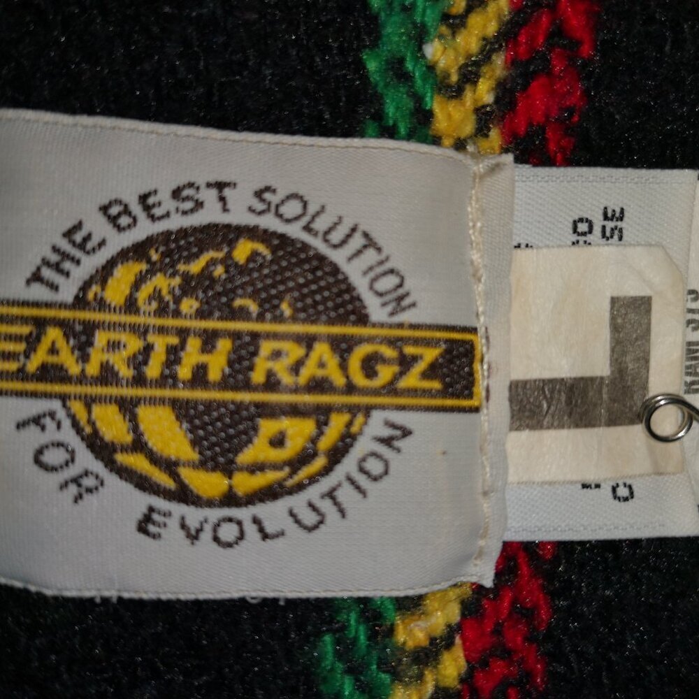 Earth Ragz Baja Men's Size Large Black with Jamaican Colors Hoodie - Picture 5 of 10